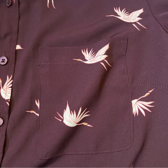 4/$20 A New Day Cranes Burgundy Button Down - Picture 3 of 4
